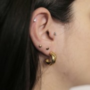 Pendientes de aro ancho abierto 16 mm - Acero inoxidable 316L dorado x2