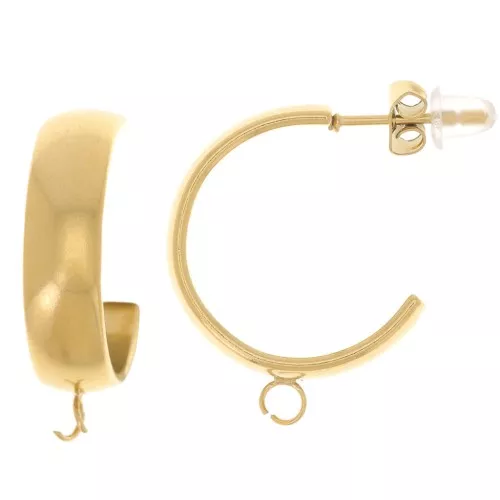 Aros abiertos de 20 mm de ancho con anilla abierta - Acero inoxidable 304L Dorado x2