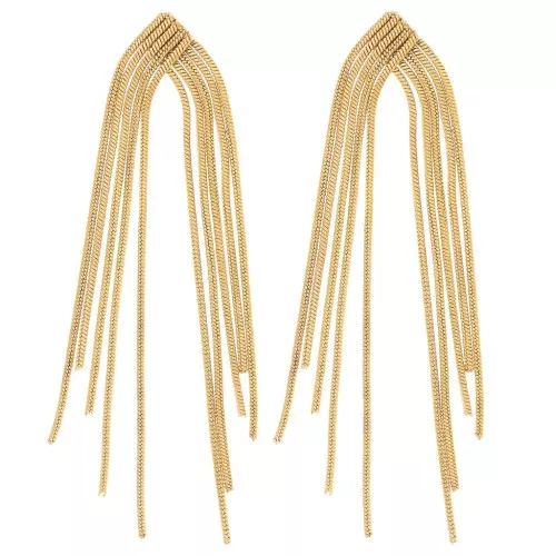 Pendientes de flecos de malla serpentina 76x15 mm - Acero inoxidable dorado 304L x2
