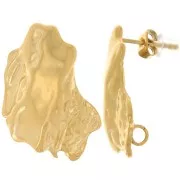 Pendientes irregulares efecto plisado martillado 24x20mm - Acero inoxidable 316L dorado x2