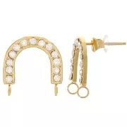 Pendientes Puente 15x14 mm con strass - Acero inoxidable 316L dorado - Cristal x2