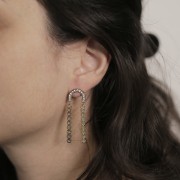 Pendientes Puente 15x14 mm con strass - Acero inoxidable 316L dorado - Cristal x2