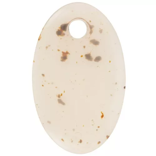 Colgante acrílico translúcido ovalado 32,5x20 mm - Blanco hueso moteado x1