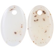 Colgante acrílico translúcido ovalado 32,5x20 mm - Blanco hueso moteado x1