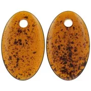 Colgante oval acrílico transparente 32,5x20 mm - Ámbar moteado x1