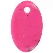 Colgante ovalado de acrílico opaco 32,5x20 mm - Moteado fucsia x1