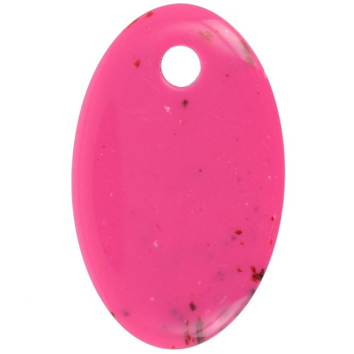 Colgante ovalado de acrílico opaco 32,5x20 mm - Moteado fucsia x1