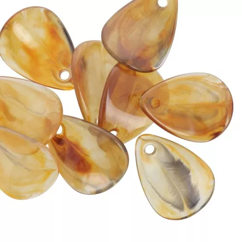 Lentejuelas de pétalo de flor curvada de 17 mm en acrílico - Topacio jaspeado x15