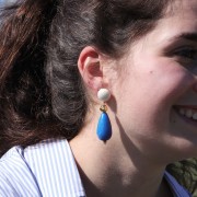 Cabujón acrílico opaco redondo 14 mm - Azul lapislázuli x1