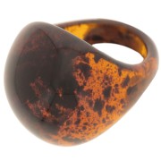 Anillo efecto burbuja abombado de acrílico transparente - Talla 54 - Ámbar moteado x1|raw }}