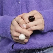 Anillo efecto burbuja en acrílico opaco - Talla 54 - Crema x1