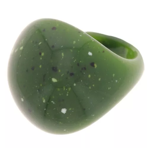 Anillo acrílico opaco efecto burbuja - Talla 54 - Granito oliva x1