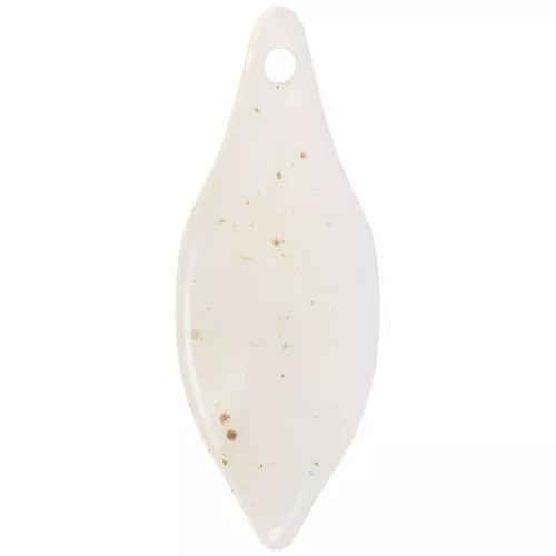 Colgante Hoja Acrílico Curvo 39,5x15 mm - Blanco hueso Moteado x1