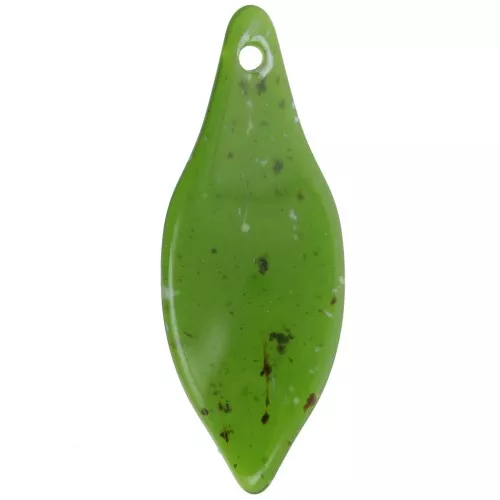 Colgante hoja acrílica curva 39,5x15 mm - Granito de oliva x1