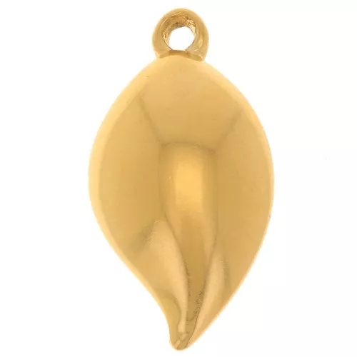 Colgante hoja curva 20x11 mm - Acero inoxidable 304L Dorado x2