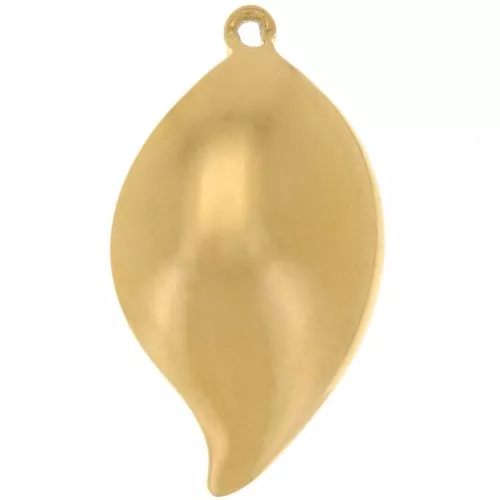 Colgante hoja curva 28x16 mm - Acero inoxidable 304L Dorado x2