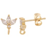 Tachuelas flor 10x8 mm con óxidos de circonio - Chapado de oro 3 micras x2|raw }}