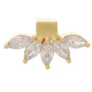 Colgante pétalo 7,5x14 mm con óxidos de circonio - 3 micras chapado en oro x1|raw }}