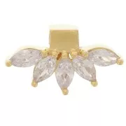 Colgante pétalo 7,5x14 mm con óxidos de circonio - 3 micras chapado en oro x1