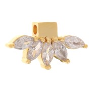 Colgante pétalo 7,5x14 mm con óxidos de circonio - 3 micras chapado en oro x1