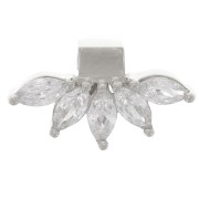 Colgante pétalo 7,5x14 mm con óxidos de circonio - Plata de ley 925 - Cristal x1