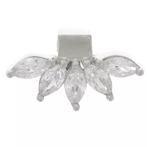 Colgante pétalo 7,5x14 mm con óxidos de circonio - Plata de ley 925 - Cristal x1