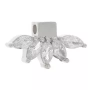 Colgante pétalo 7,5x14 mm con óxidos de circonio - Plata de ley 925 - Cristal x1