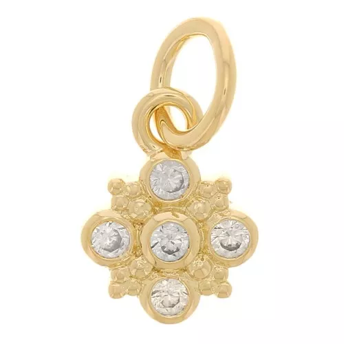 Dije de flor de 7 mm con óxidos de circonio - Chapado en oro de 3 micras - Cristal x1