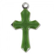 Dijes cruces esmaltadas epoxi 21,5 mm Olivine x10|raw }}