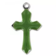 Dijes cruces esmaltadas epoxi 21,5 mm Olivine x10