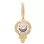 charm redondo de 4,5 mm con óxido de circonio - chapado en oro de 3 micras - Cristal x1