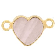 Entrepieza corazón 15x8 mm gema - Dorado con oro fino - Cuarzo rosa x1|raw }}