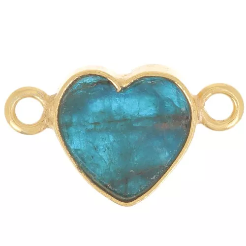 Entrepieza Corazón 15x8 mm - Dorado con oro fino - Apatita x1
