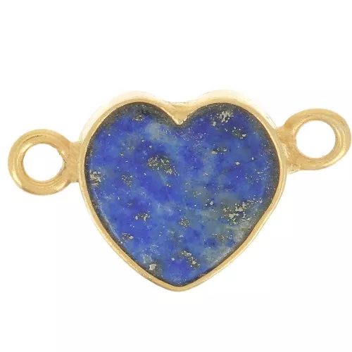 Entrepieza corazón 15x8 mm gema - Dorado oro fino - Lapis lázuli x1