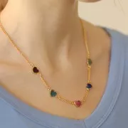 Entrepieza corazón 15x8 mm en imitación piedra preciosa - Dorado con oro fino - Turquesa