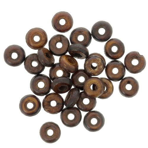 Heishi arandela beads 5x2 mm en hueso teñido - Marrón oscuro x100