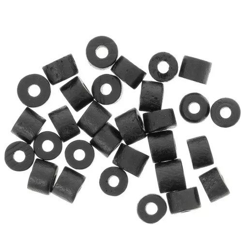 Abalorios tubulares estilo Heishi 4x3 mm en hueso teñido - Negro x50