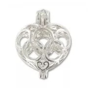 Dije corazón decorado con apertura 19 mm  plateado x1