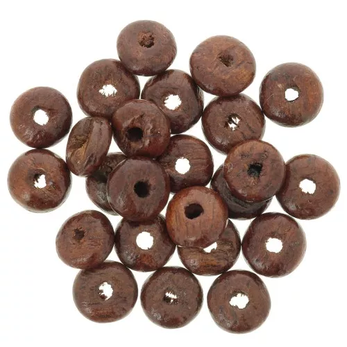 Arandela de madera Heishi 6,5x3 mm - Marrón oscuro x100