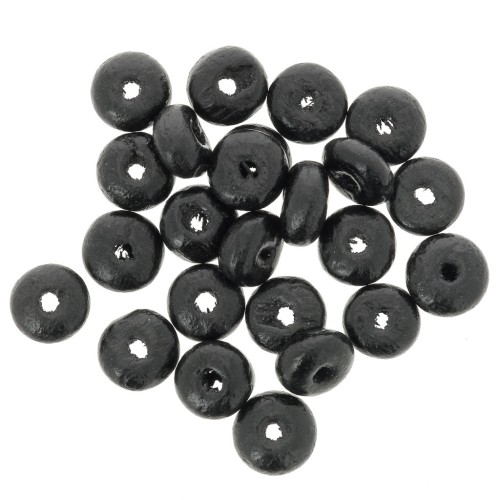 Arandela de madera Heishi 6.5x3 mm - Negro x100