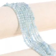 Cuenta redonda facetada 4 mm gema - Aguamarina x38cm