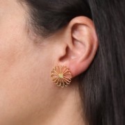 Pendientes flor hueca 20 mm - Plateado fino x2