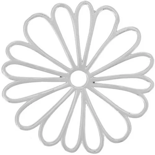 Colgante flor hueca 40 mm - Plateado fino x1