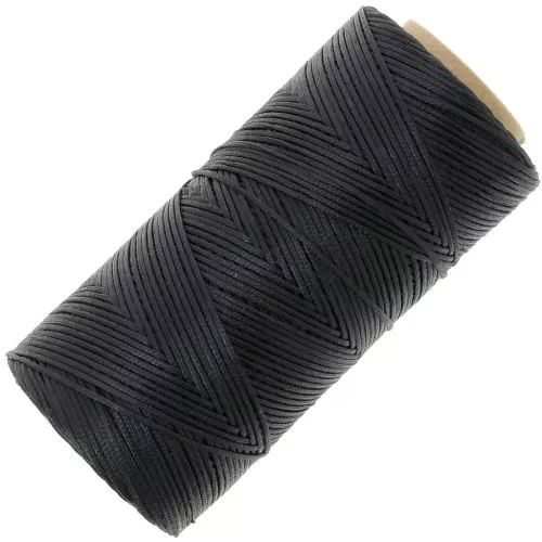 Bobina de hilo plano encerado Linhasita para macramé de 1,4 mm - Negro (PRETO) x 167 m