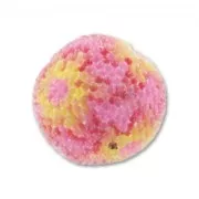 Redonda con inclusiones de perlas flor 14 mm Rosa x1