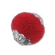 Redonda con inclusiones de perlas con platillos 15 mm Rojo x1