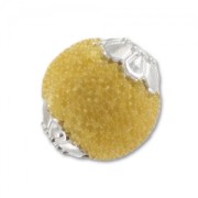 Redonda con inclusiones de perlas con platillos 15 mm Amarillo x1