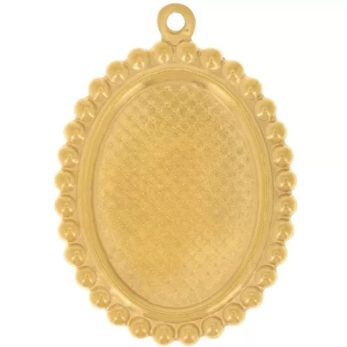 Colgante ovalado 27,5x19,5 mm para cabujón 18x13 mm - Acero inoxidable chapado en oro 304L x1