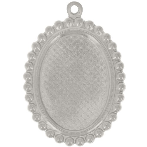 Colgante ovalado 27,5x19,5 mm para cabujón 18x13 mm - Acero inoxidable 304L x1
