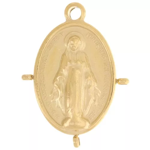 Colgante religioso ovalada 22x16 mm con 3 anillos - Acero inoxidable chapado en oro 304L x1